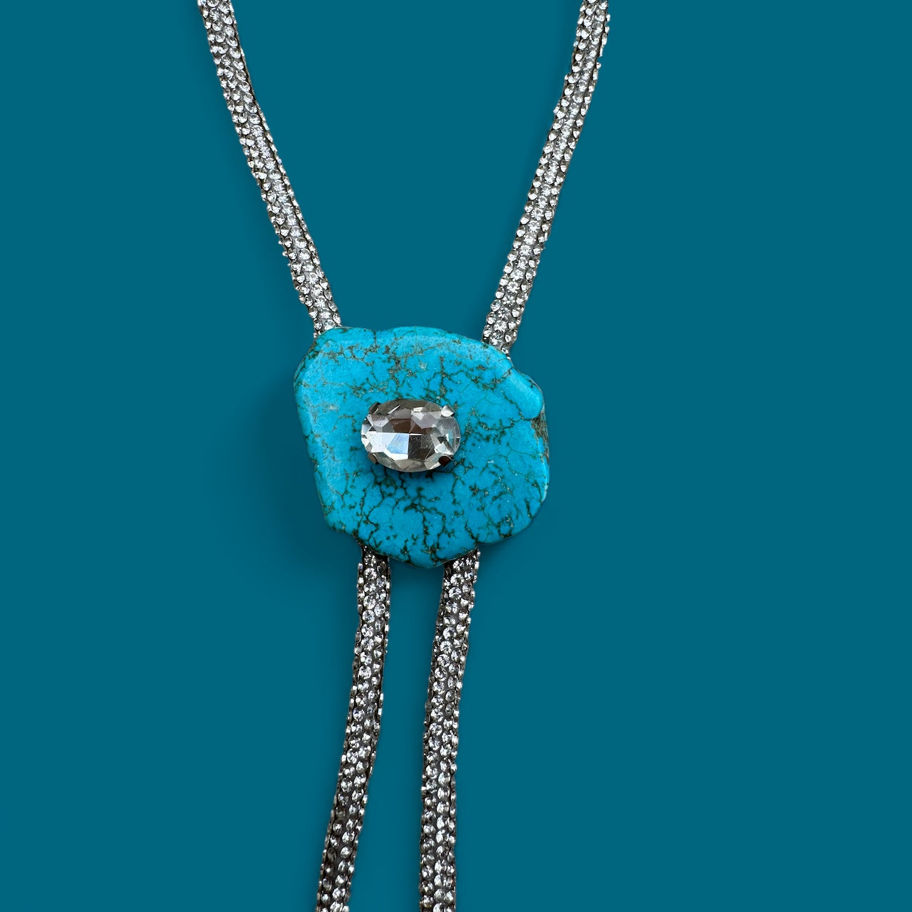 Turquoise Crystal Bolo Tie