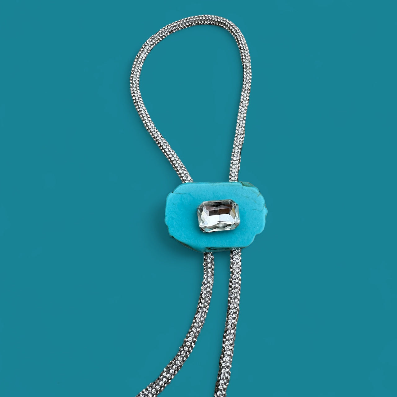 Turquoise Crystal Bolo Tie